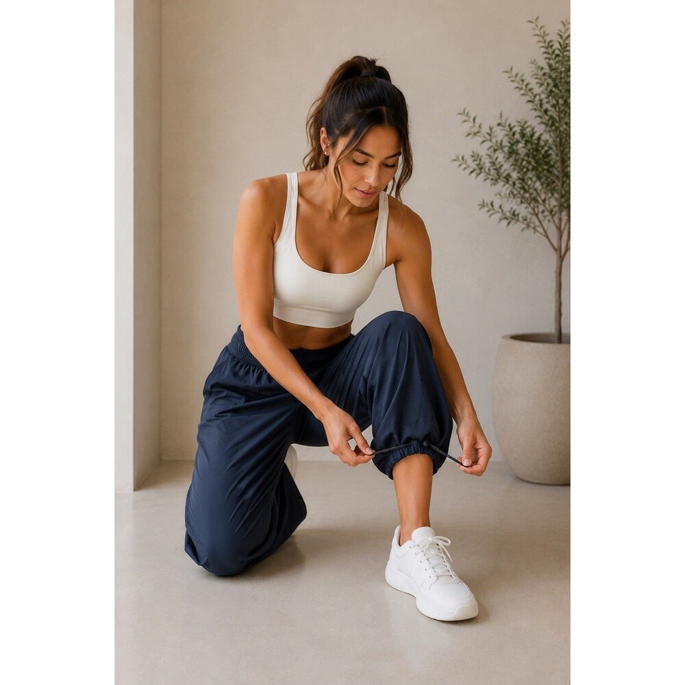 Athleta Rise Pant Navy Wide Leg Convertible Jogger Travel Pants Womens Small NWT